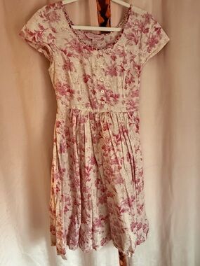 April Cornell Cream and Pink Floral Kids Dress